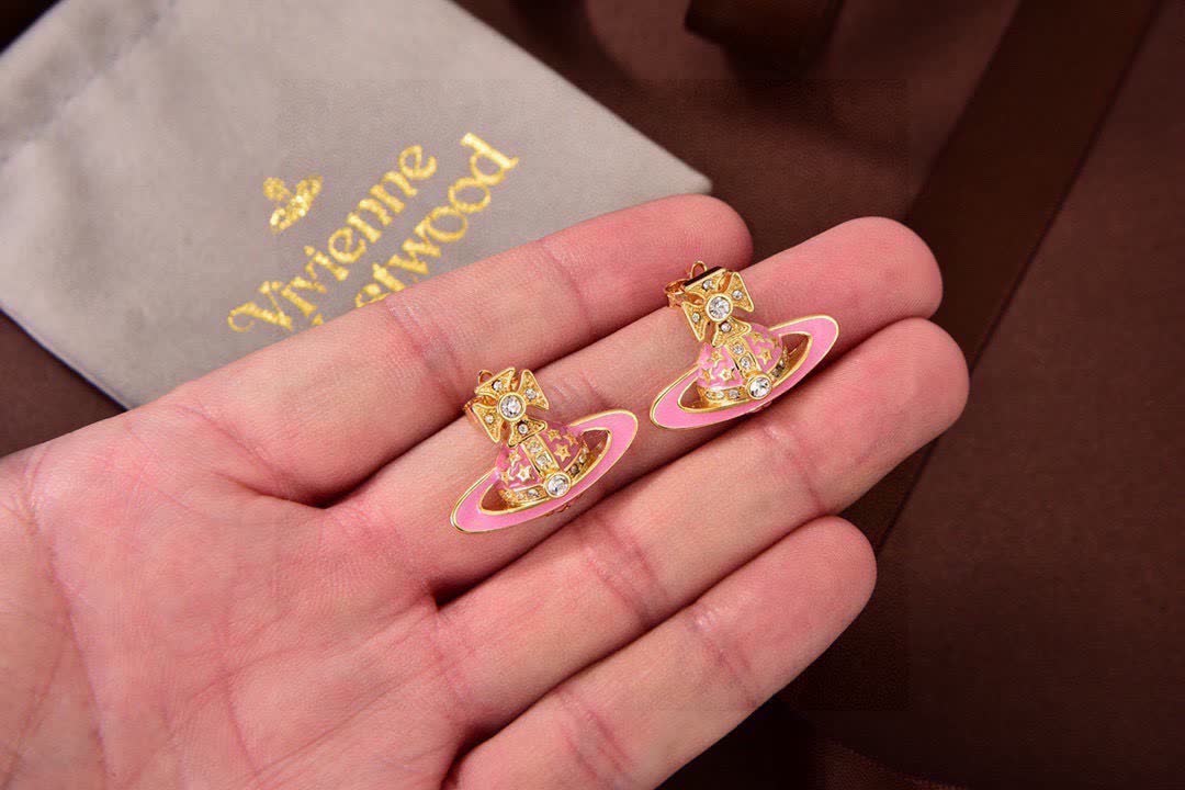 Vivienne Westwood Pink and Gold Earrings
